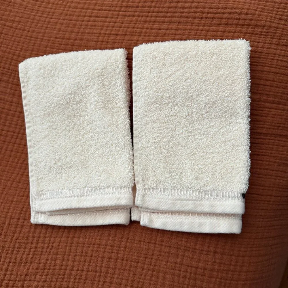 Ivory, Purple, and Green Floral Bathroom Hand Towels